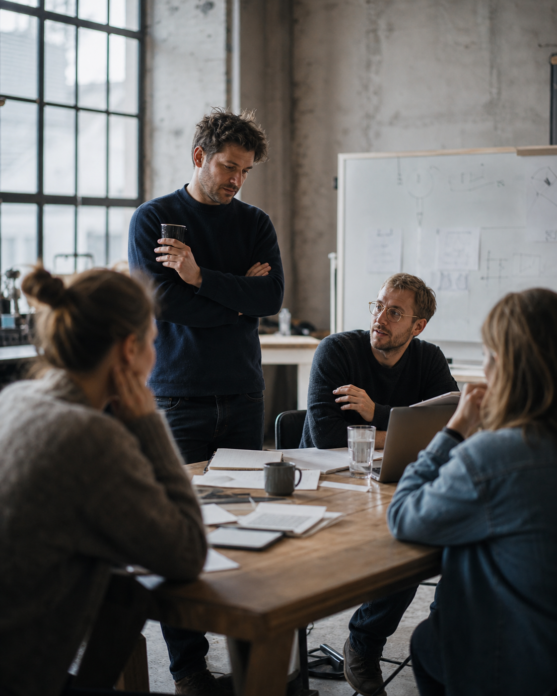 A small Kesk team in conversation, Tallinn studio